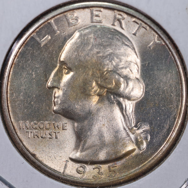 1935 Washington Silver Quarter, Mint State Uncirculated Coin, Store #QR0182