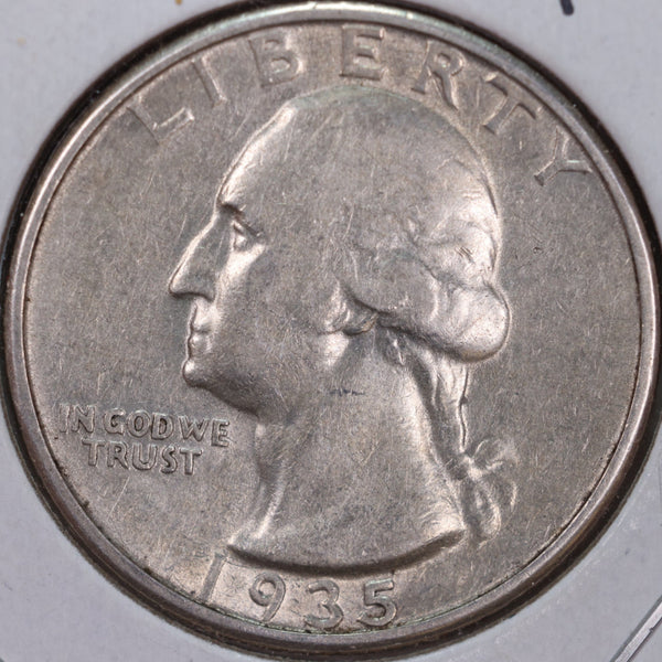 1935 Washington Silver Quarter, Extra Fine Circulated Coin, Store #QR0186