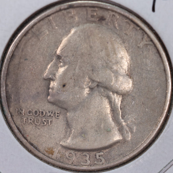 1935 Washington Silver Quarter, Very Fine Circulated Coin, Store #QR0187