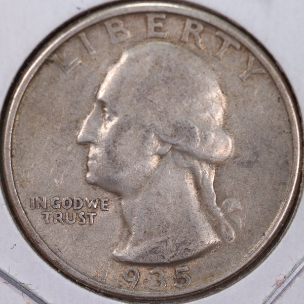 1935 Washington Silver Quarter, Extra Fine Circulated Coin, Store #QR0190