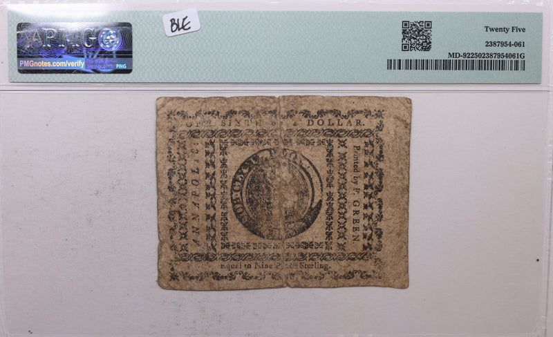 August 14, 1776, Maryland Colonial Currency, PMG Certified VF-25, Store