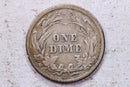 1914-D Barber Silver Dime., Very Fine., Circulated Coin., Store