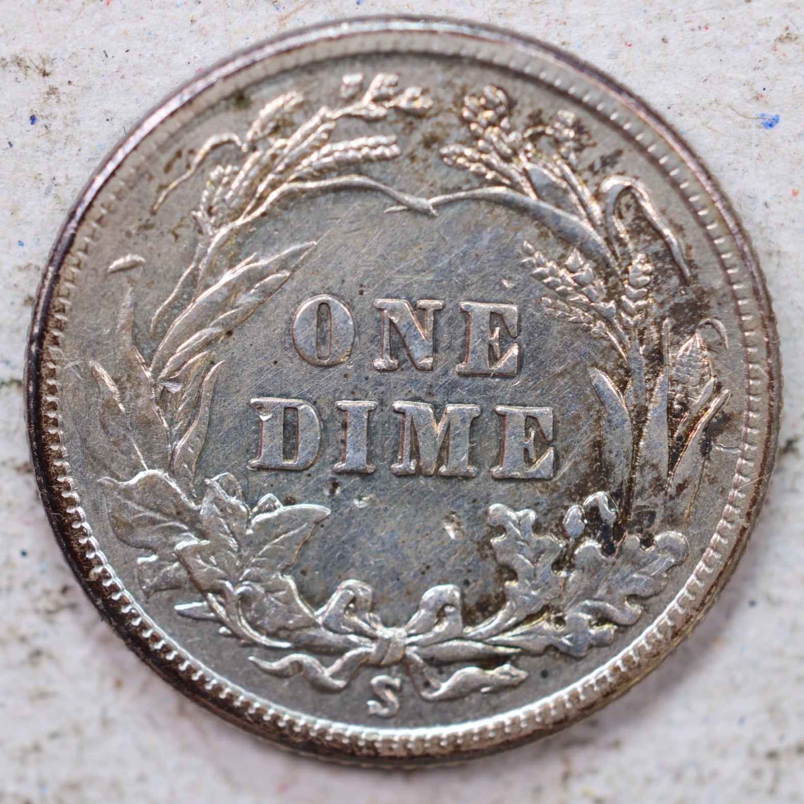 1914-S Barber Silver Dime., About Uncirculated., Circulated Coin., Store #1328