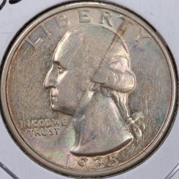 1935-D Washington Silver Quarter, Abt Uncirculated Coin, Store #QR0191