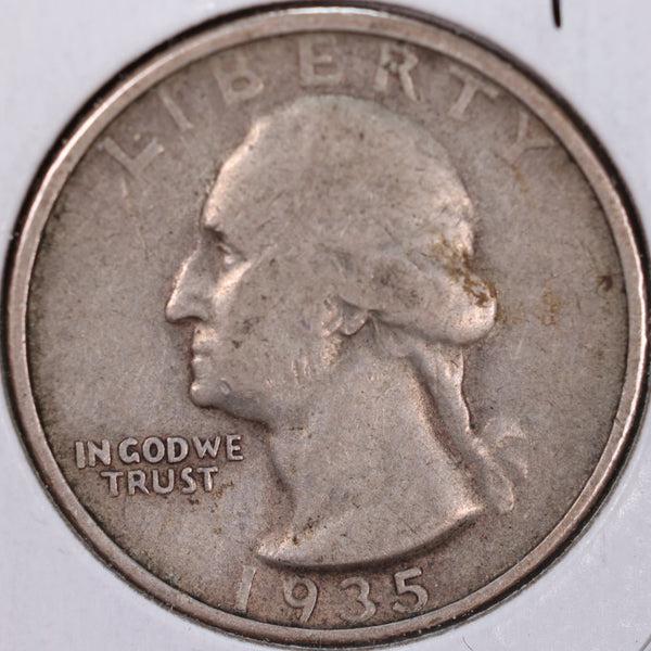 1935-D Washington Silver Quarter, Very Fine+ Circulated Coin, Store #QR0194