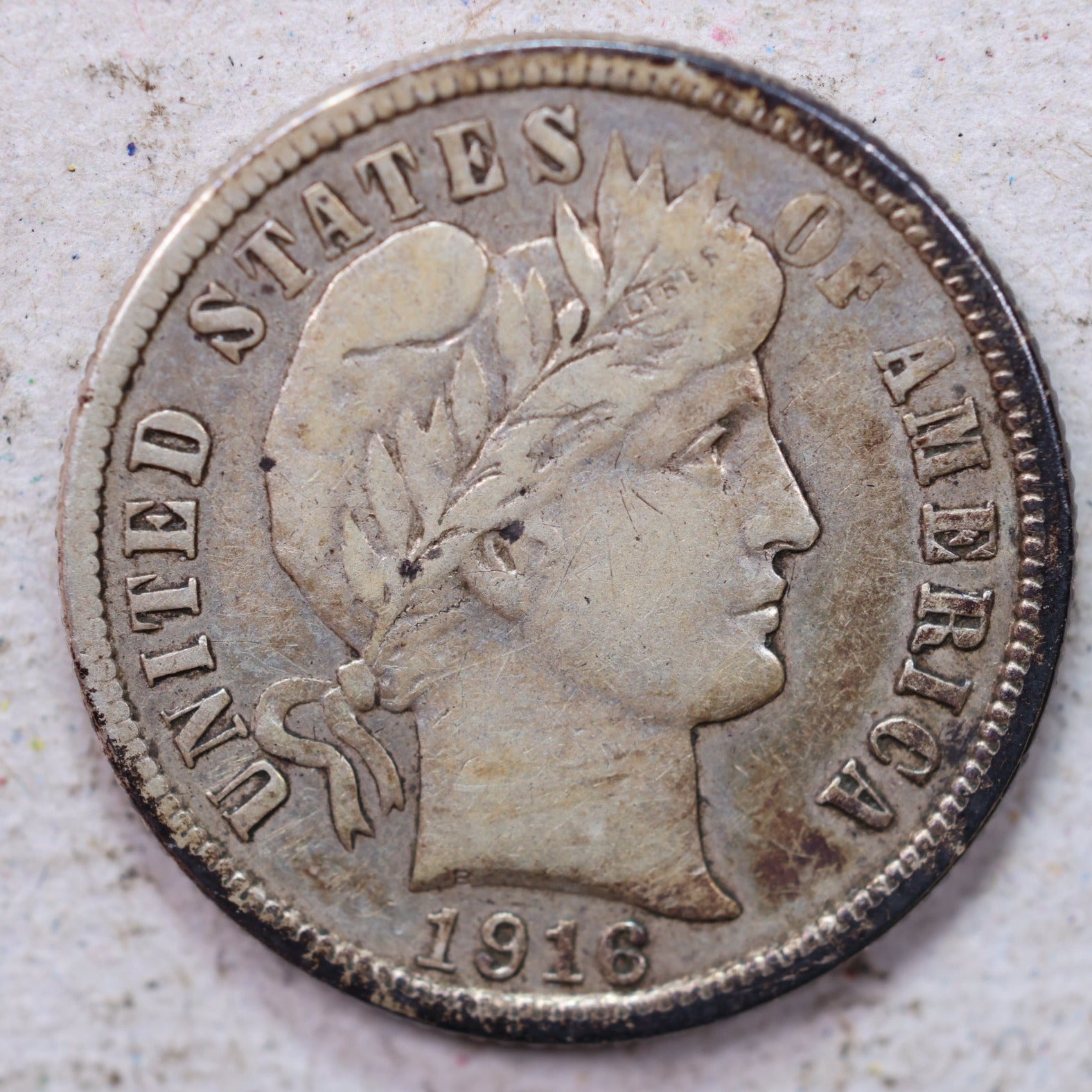 1916-S Barber Silver Dime., Very Fine., Circulated Coin., Store #1332