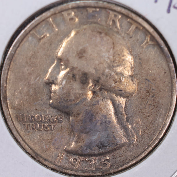 1935-S Washington Silver Quarter, Very Fine Circulated Coin, Store #QR0197