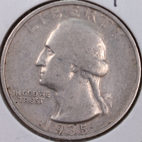 1935-S Washington Silver Quarter, Fine Circulated Coin, Store #QR0198