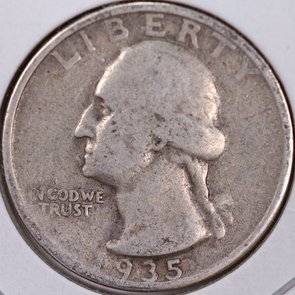 1935-S Washington Silver Quarter, Very Fine Circulated Coin, Store #QR0217
