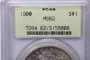 1900 Morgan Silver Dollar, PCGS Certified, MS62. Large SALE