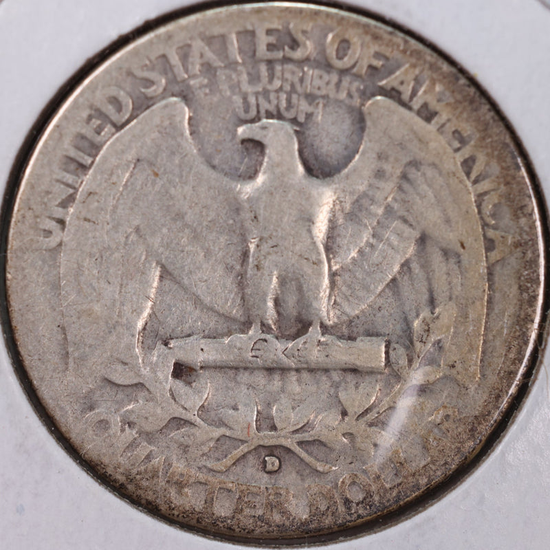 1939-D Washington Silver Quarter, Fine Circulated Coin, Store