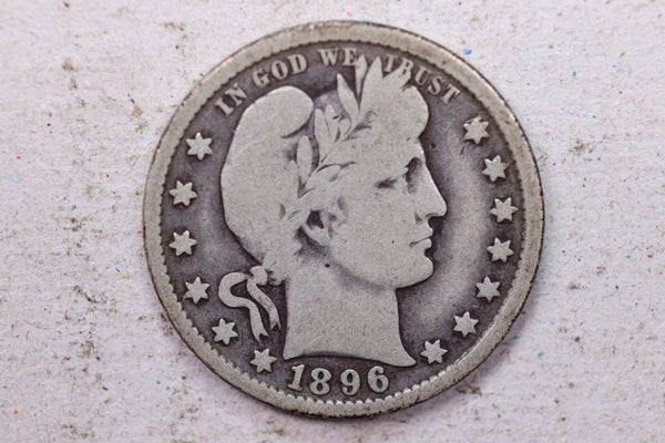 1896-O  Barber Silver Quarter., Vey Good., Circulated Coin., Store #1358