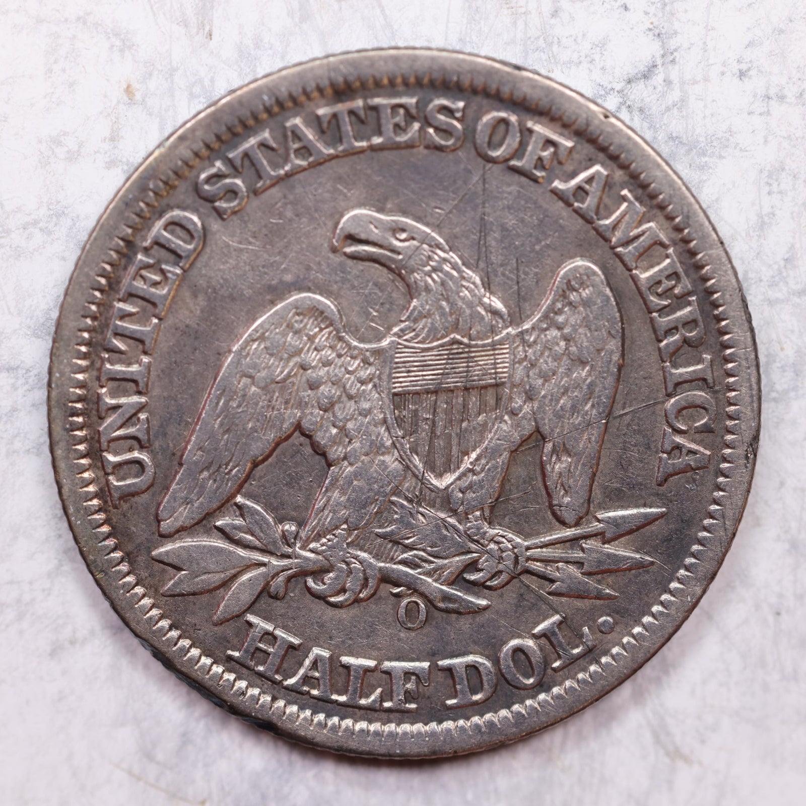 1858-O Liberty Seated Half Dollar, Very Good Circulated Coin, Store #HR1381