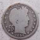 1896  Barber Silver Quarter, Good Circulated Coin, Store