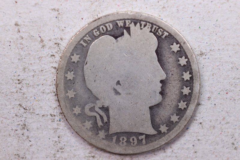 1897-O Barber Silver Quarter., About Good+., Circulated Coin., Store