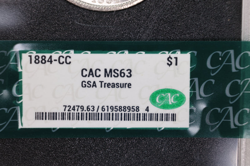 1884-CC Morgan Silver Dollar., 'GSA'., CAC Grading., MS63., STORE