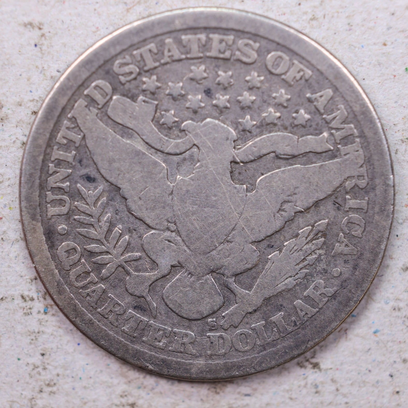 1897-S Barber Silver Quarter., Good., Circulated Coin., Store #QR1501