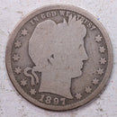 1897-S Barber Silver Quarter., Good., Circulated Coin., Store