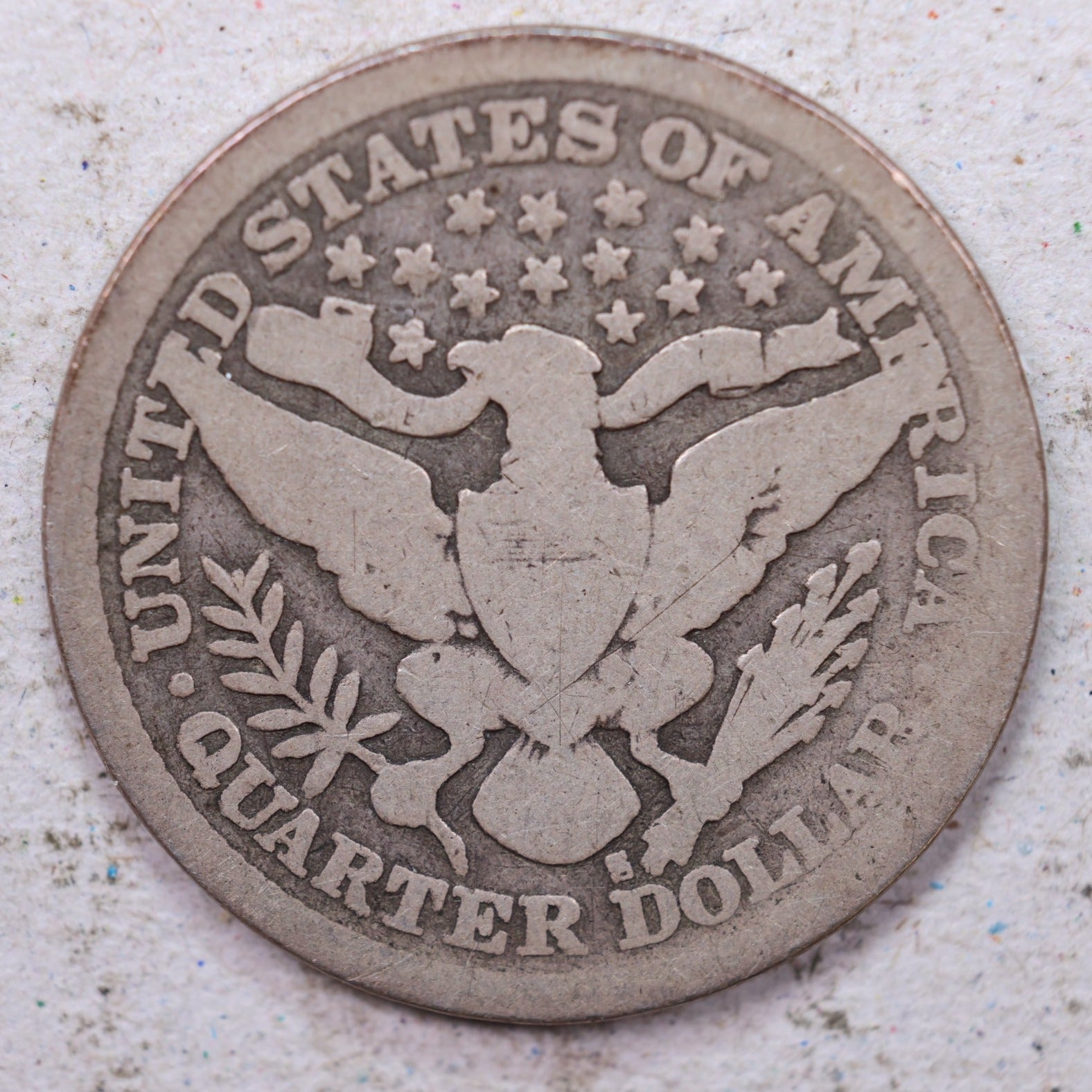 1897-S Barber Silver Quarter., Good., Circulated Coin., Store #1366