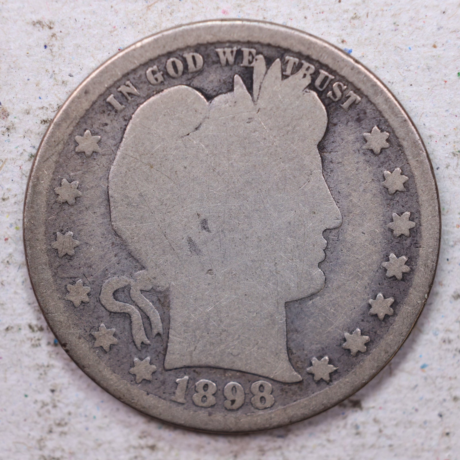 1898-S Barber Silver Quarter, Fair Circulated Coin, Store #QR1504
