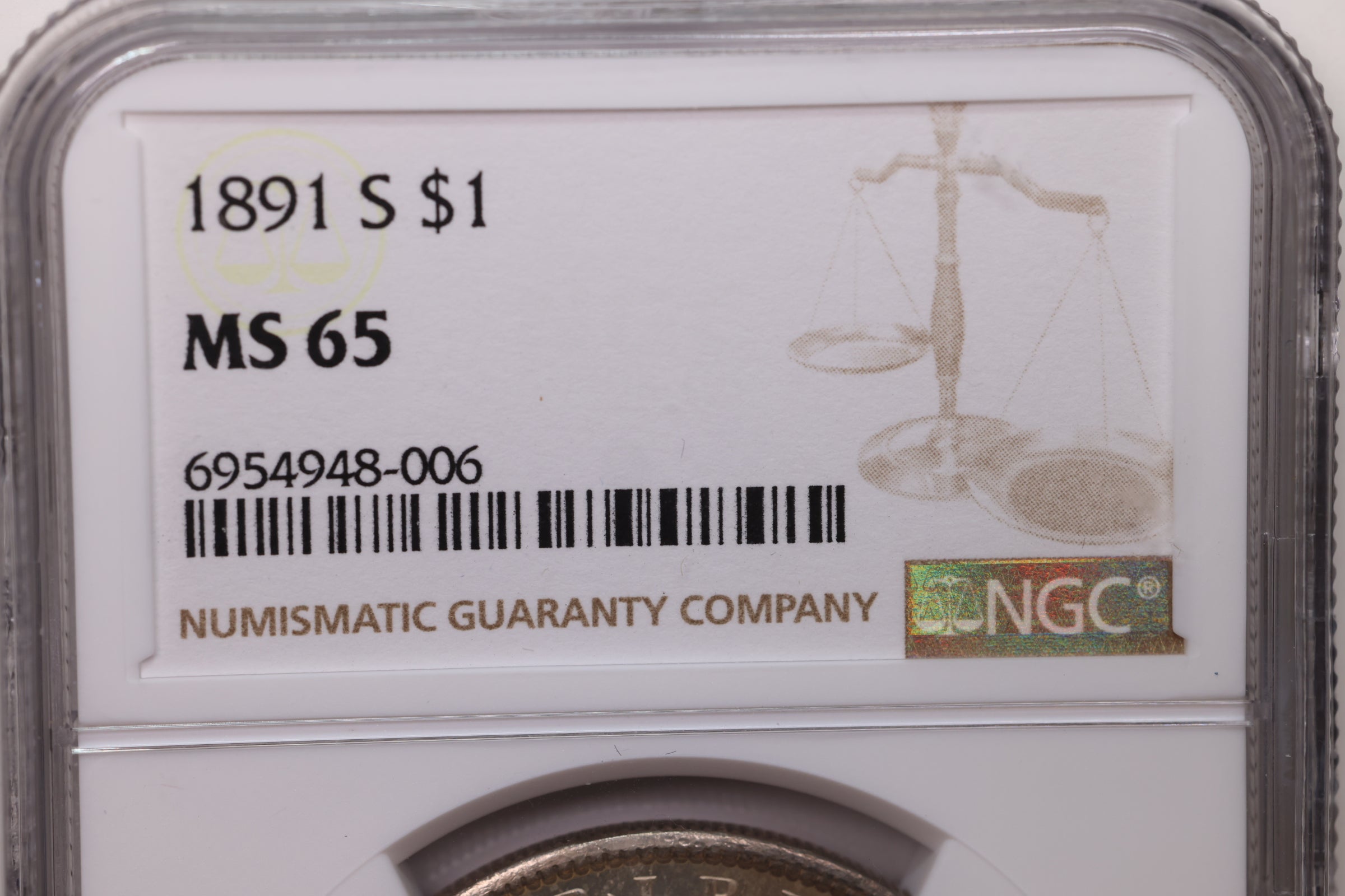 1891-S Morgan Silver Dollar., NGC Graded MS-65. SALE #88092