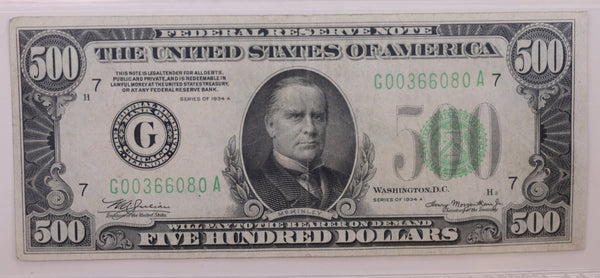 1934A $500., Federal Reserve Bank Note., PCGS Certified VF-35., GFRB047