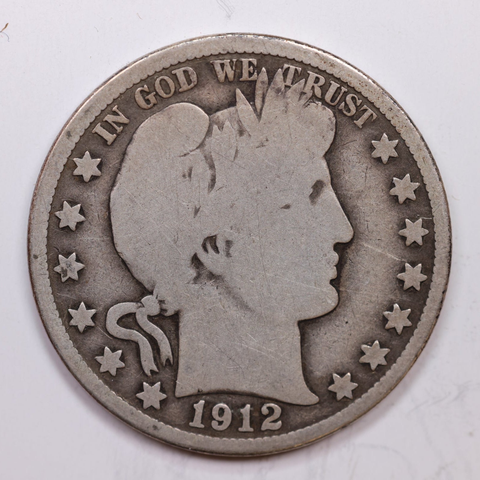 1912-S Barber Half Dollar, Good Circulated Coin, Store# HR1404