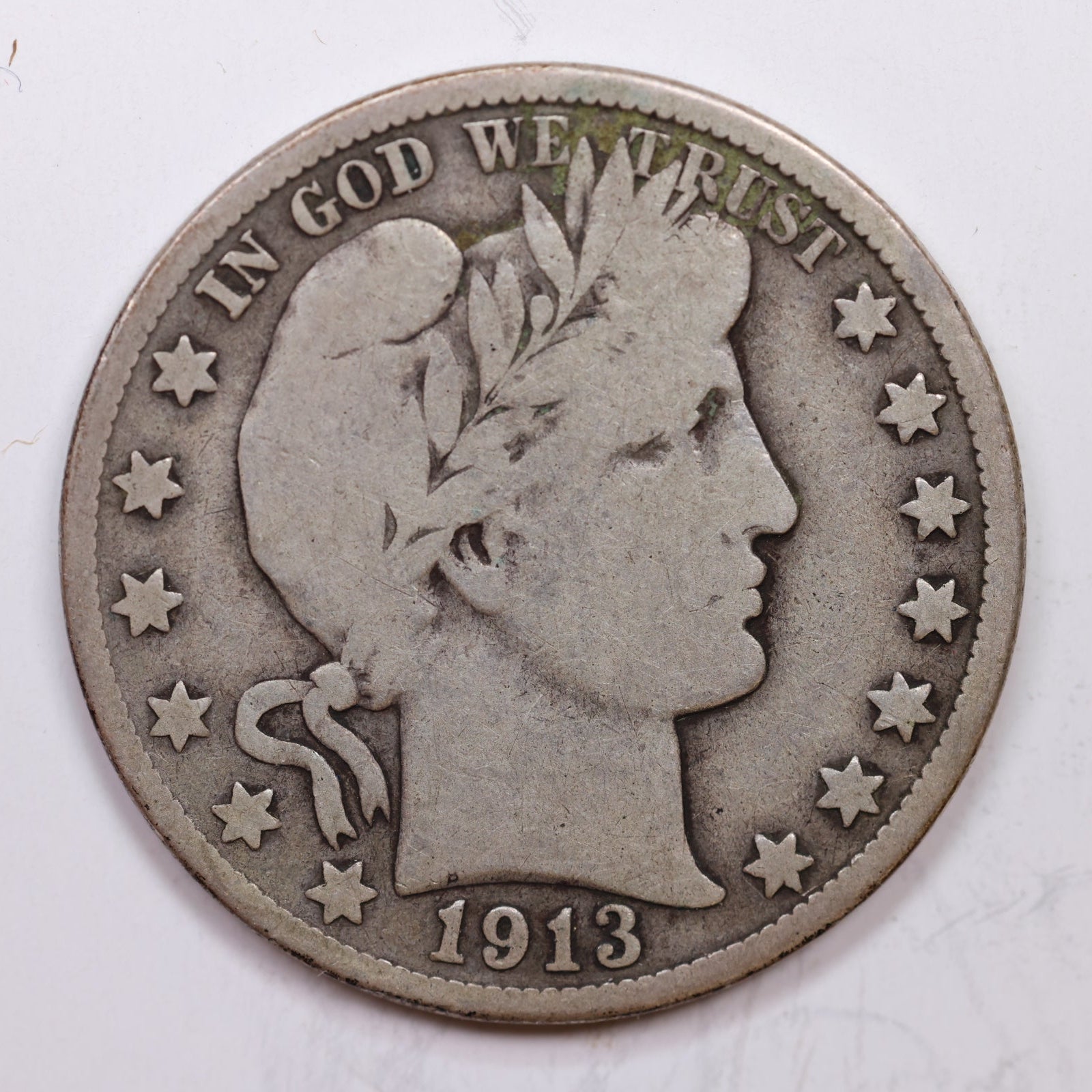 1913-D Barber Half Dollar, Good Circulated Coin, Store# HR1405
