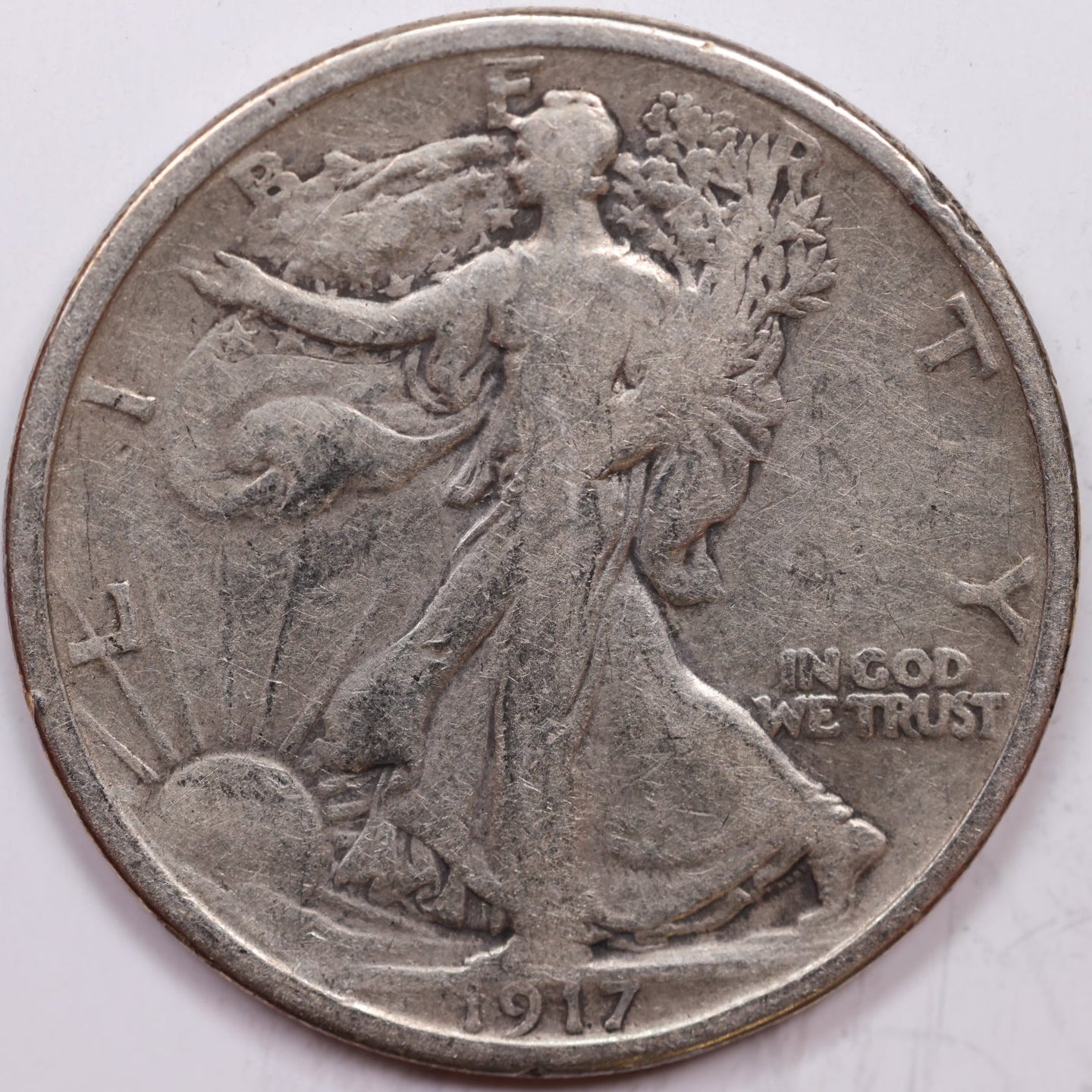 1917 Walking Liberty Half Dollar, Fine Circulated Coin, Store #HR1408
