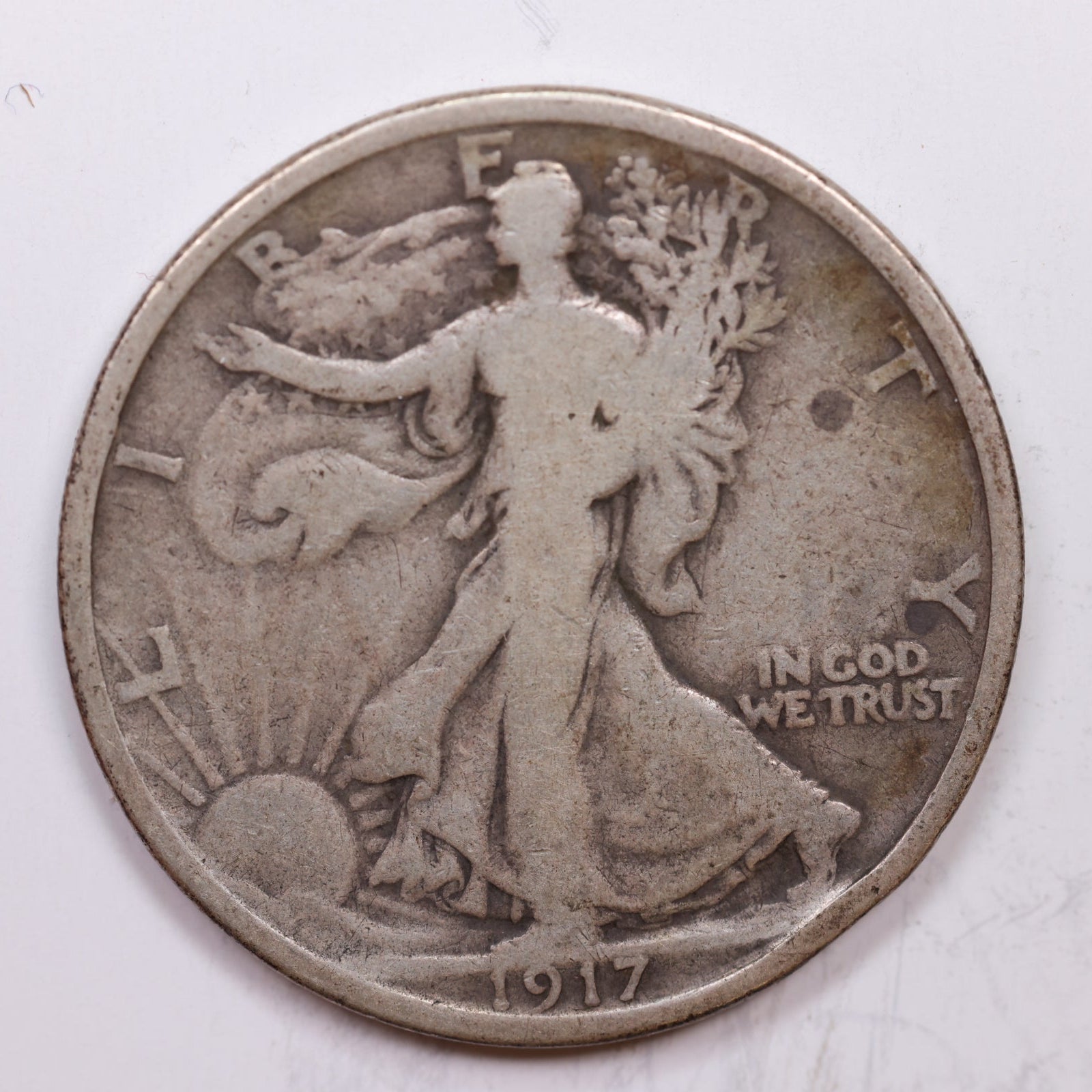 1917-D (rev) Walking Liberty Half Dollar, Fine Circulated Coin, Store #HR1410