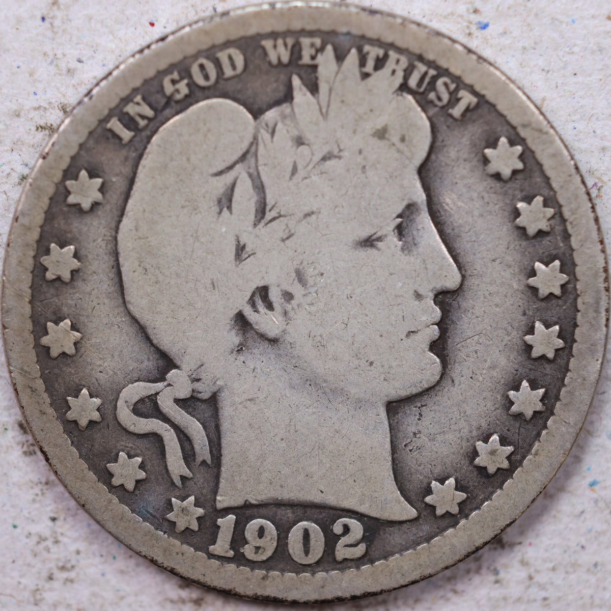 1902 Barber Quarter, Very Good Circulated Coin, Store #QR1821