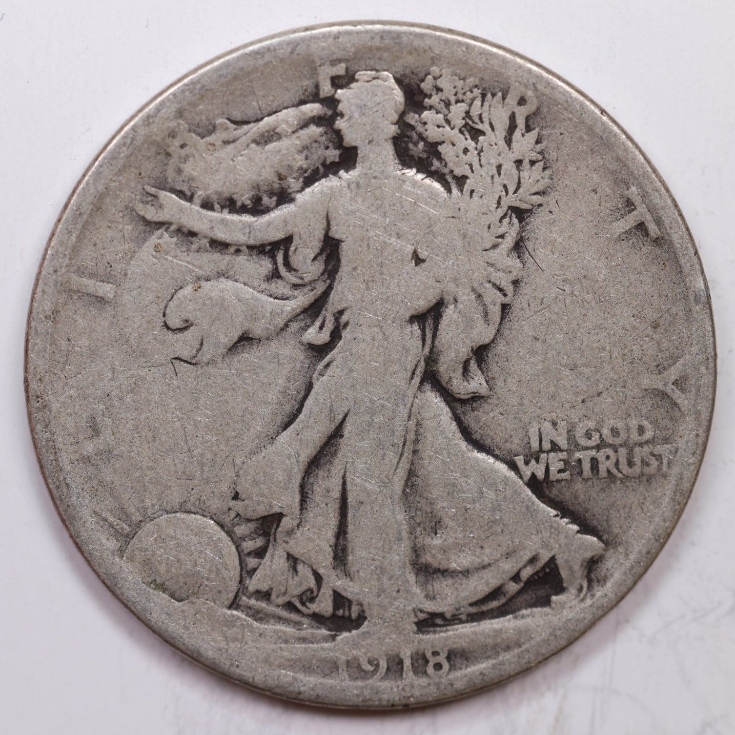 1918-D Walking Liberty Half Dollar, Good Circulated Coin, Store #HR1412