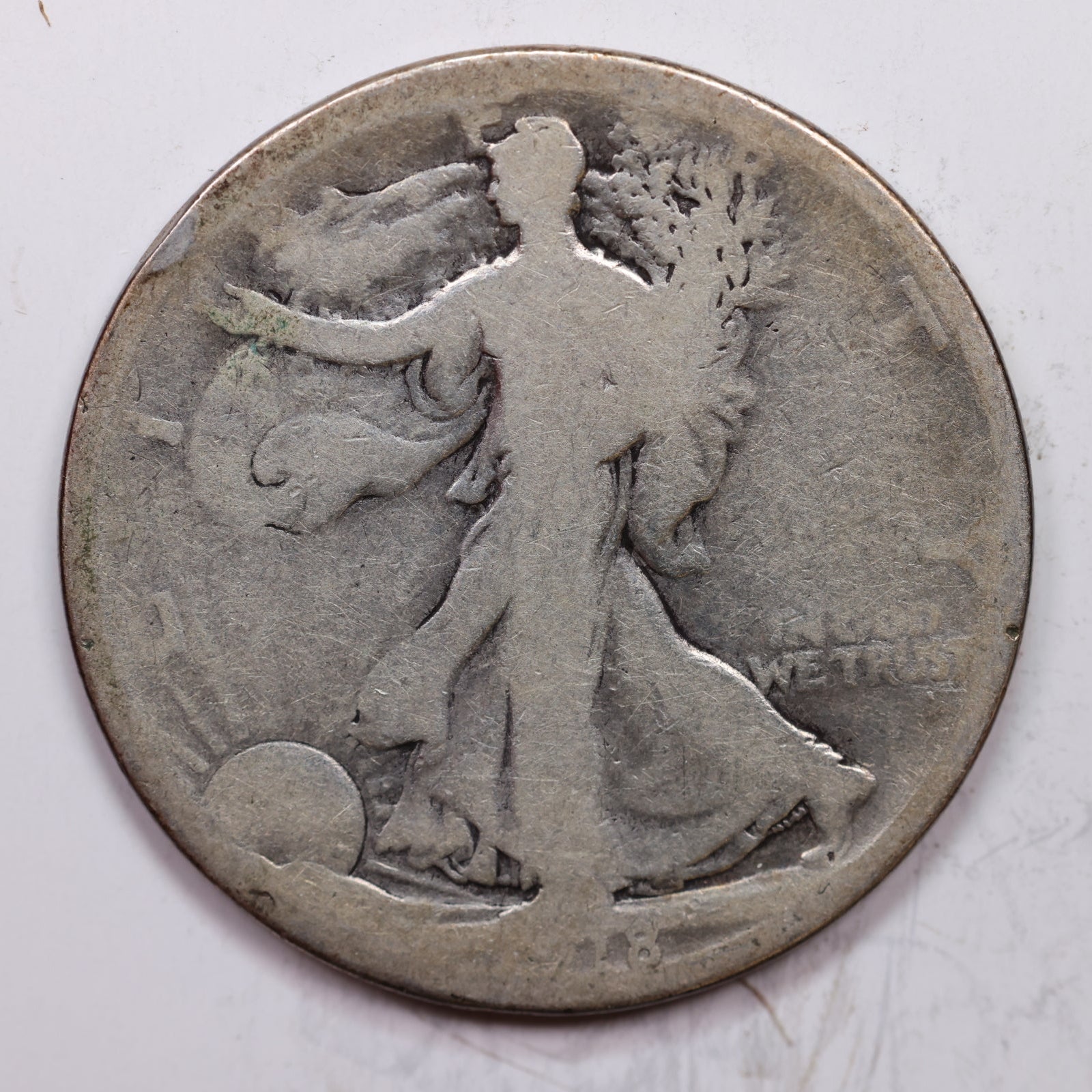 1918-D Walking Liberty Half Dollar, About Good Circulated Coin, Store #HR1413