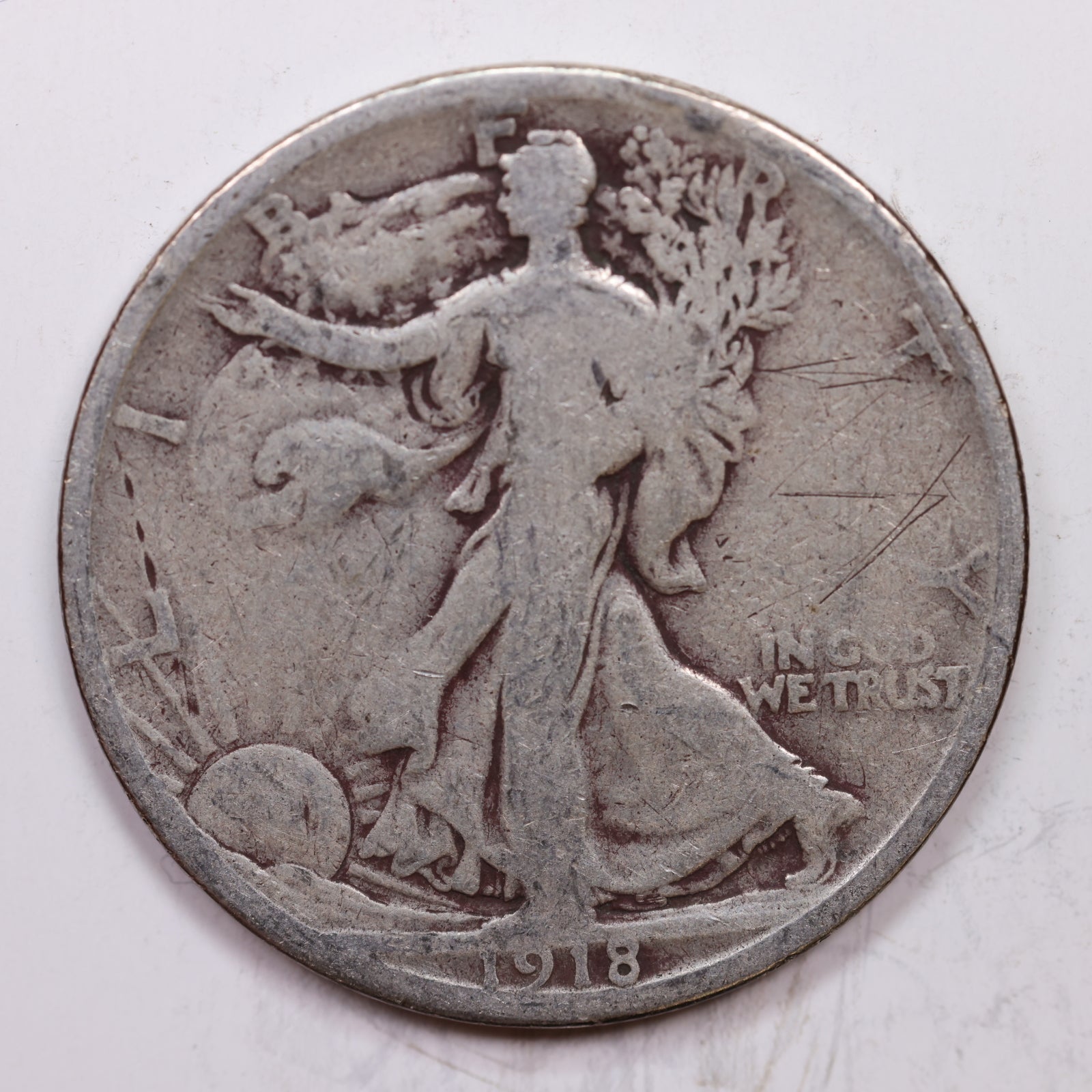 1918-S Walking Liberty Half Dollar, Good+ Circulated Coin, Store #HR1414