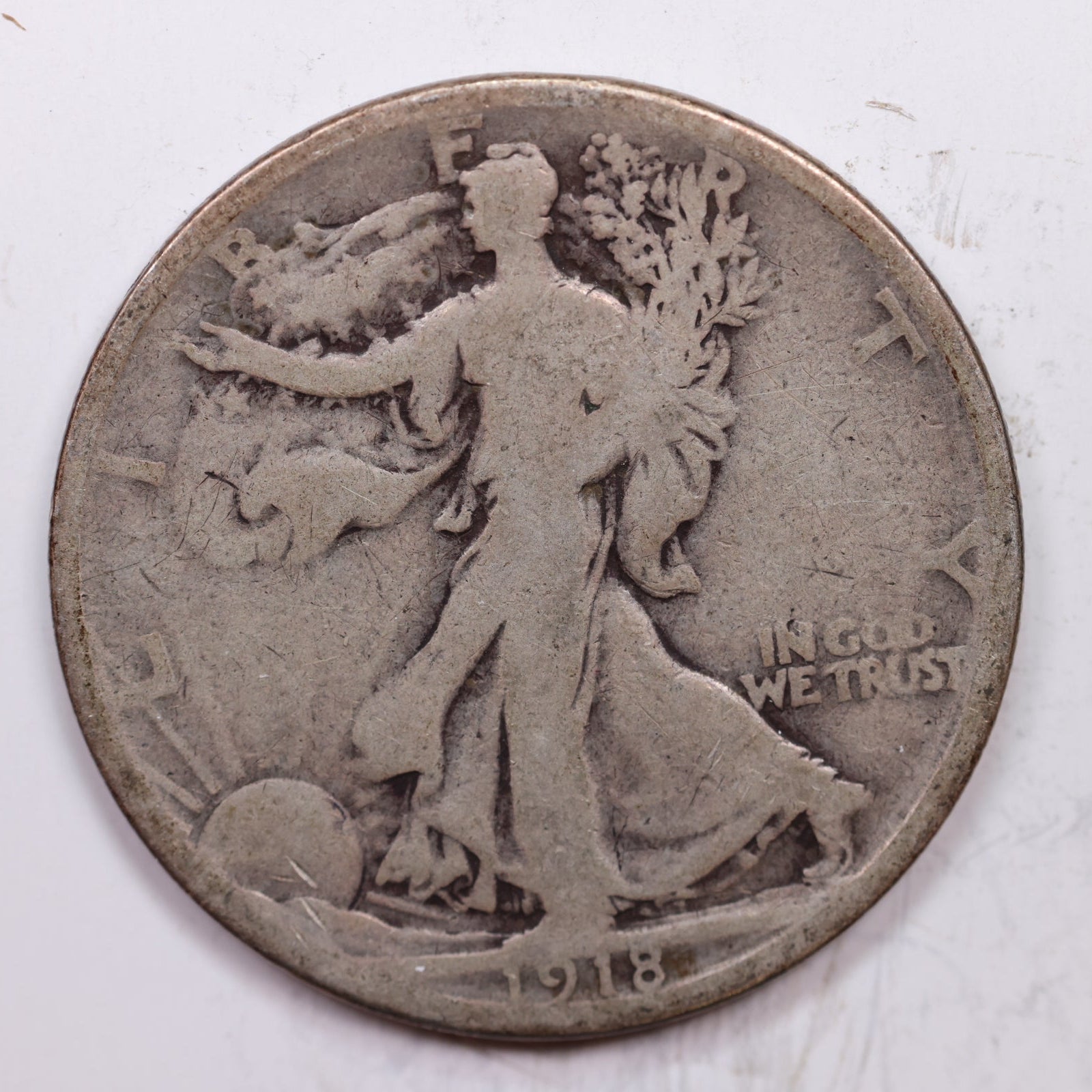 1918-S Walking Liberty Half Dollar, Very Good Circulated Coin, Store #HR1415