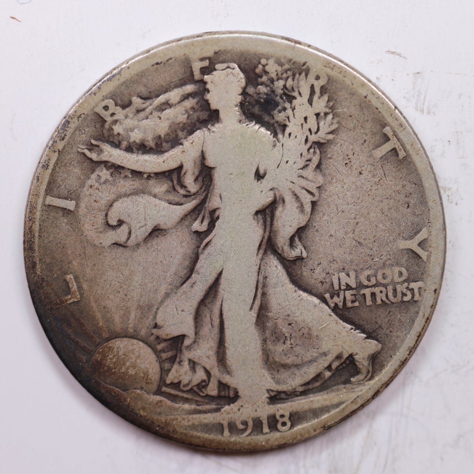 1918-S Walking Liberty Half Dollar, Good+ Circulated Coin, Store #HR1416