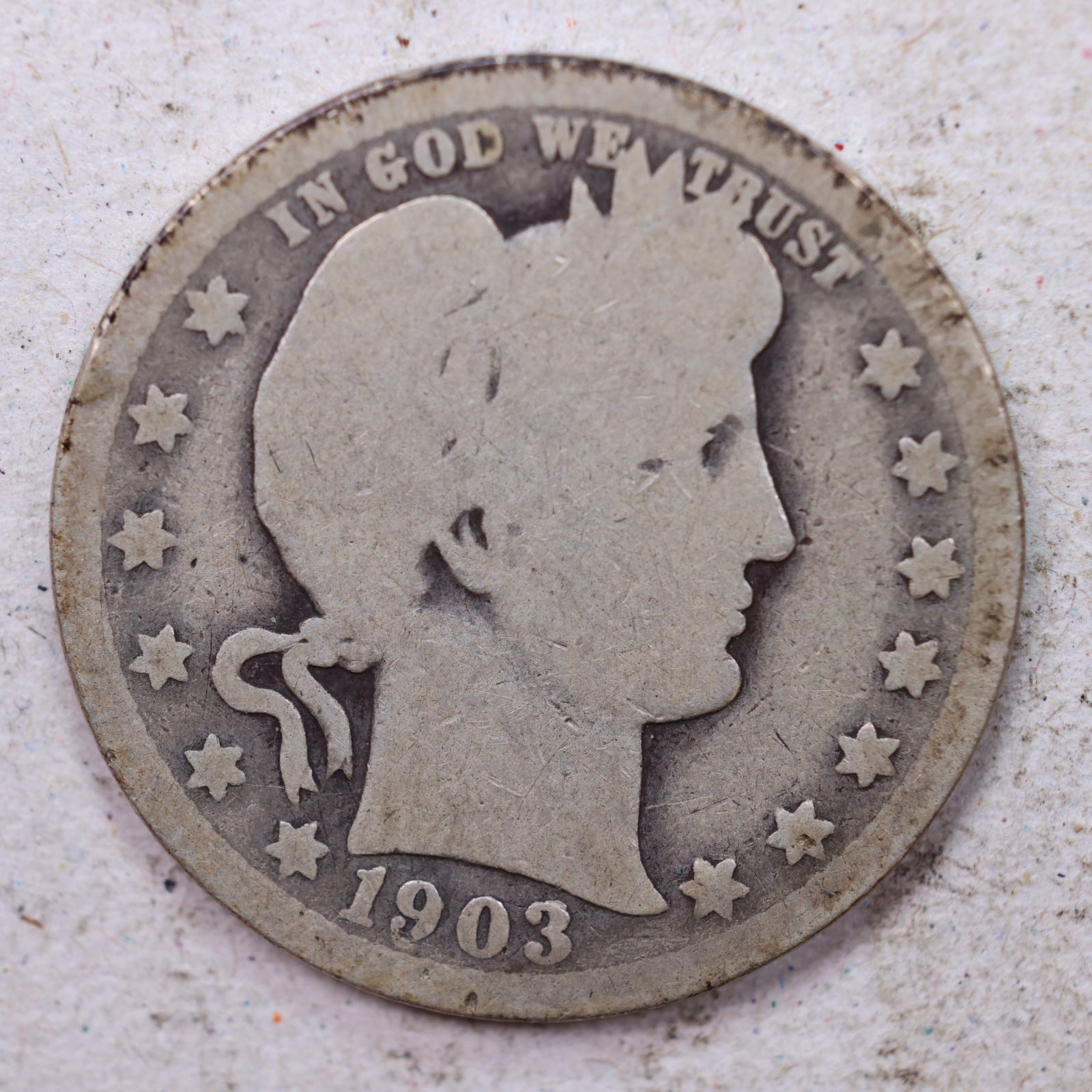 1903 Barber Quarter, About Good Circulated Coin, Store #1394