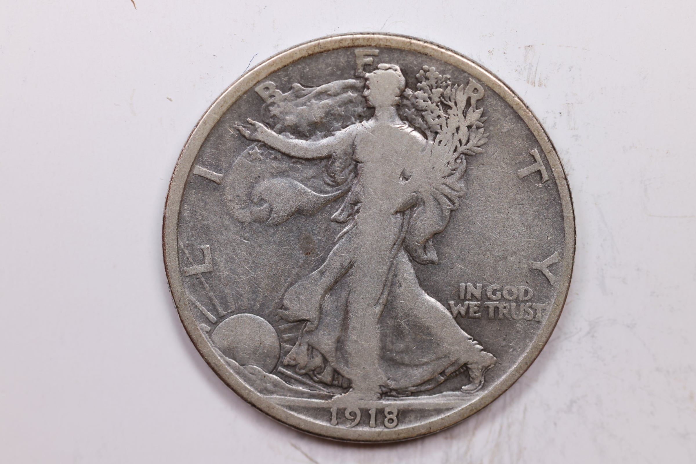 1918-S Walking Liberty Half Dollar, Very Good Circulated Coin, Store #HR1420