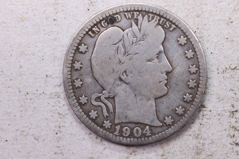 1904-O Barber Silver Quarter., Very Good., Circulated Coin., Store