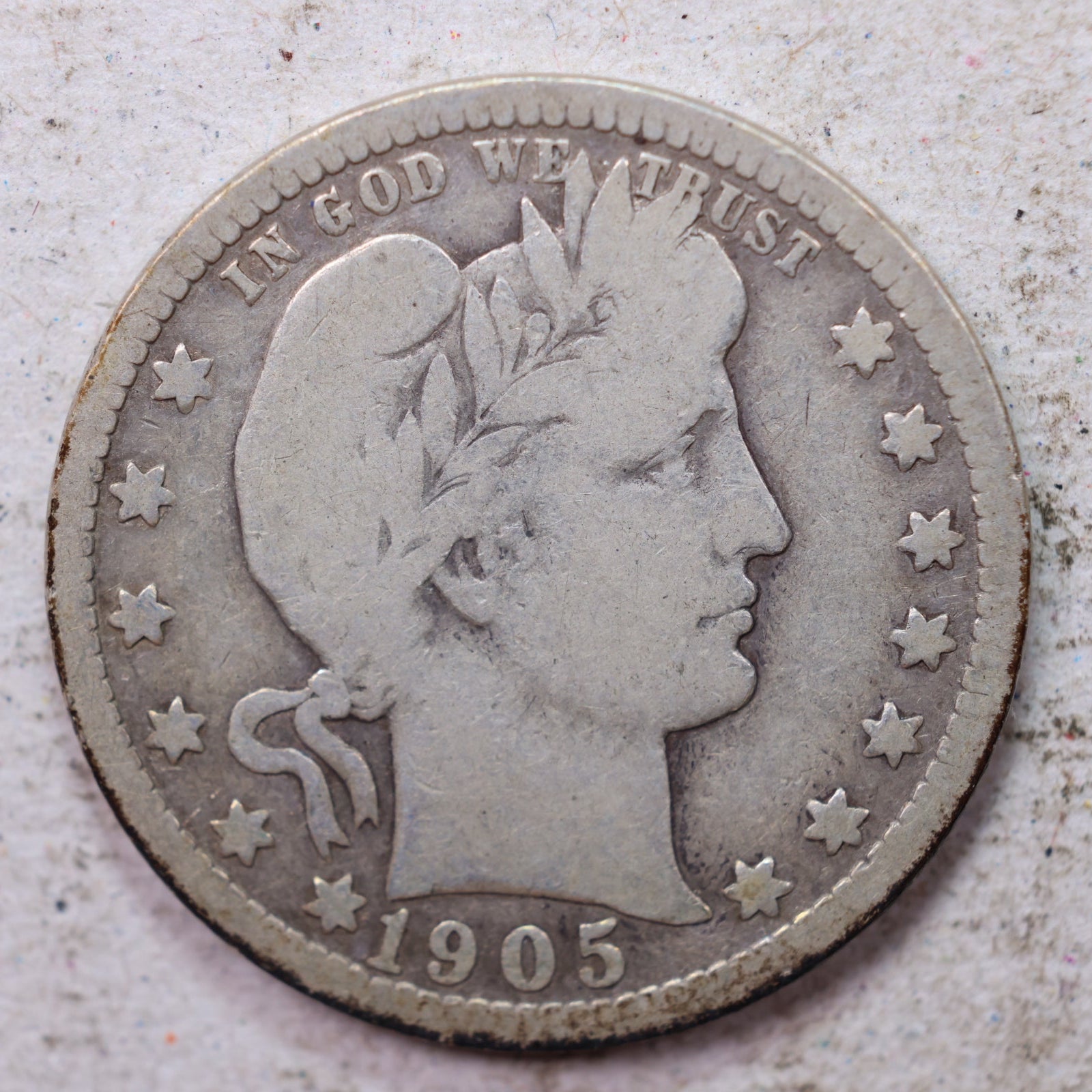 1905 Barber Quarter, Very Good Circulated Coin, Store #1405
