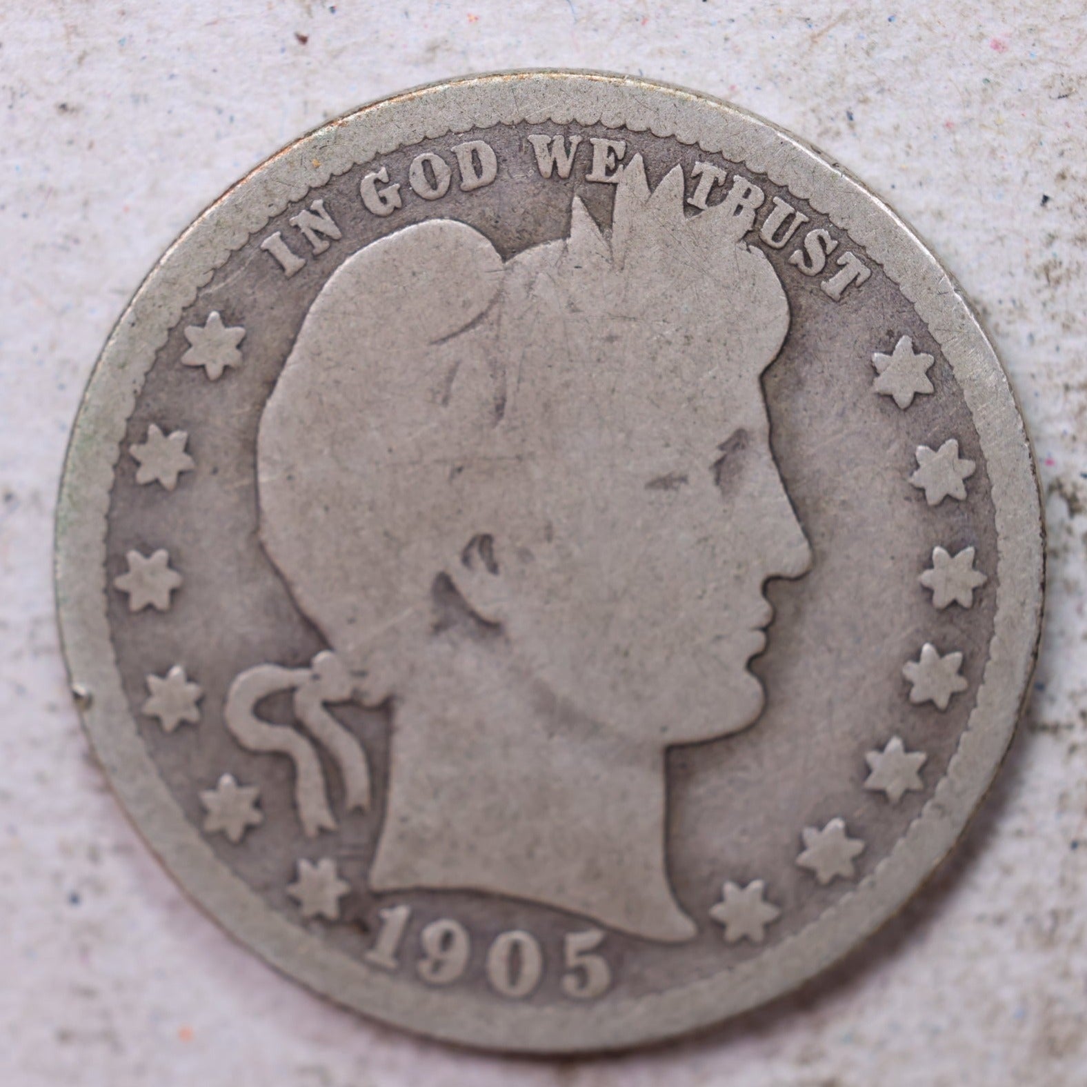 1905-O Barber Silver Quarter, Good Circulated Collectible Coin, Store #QR1511