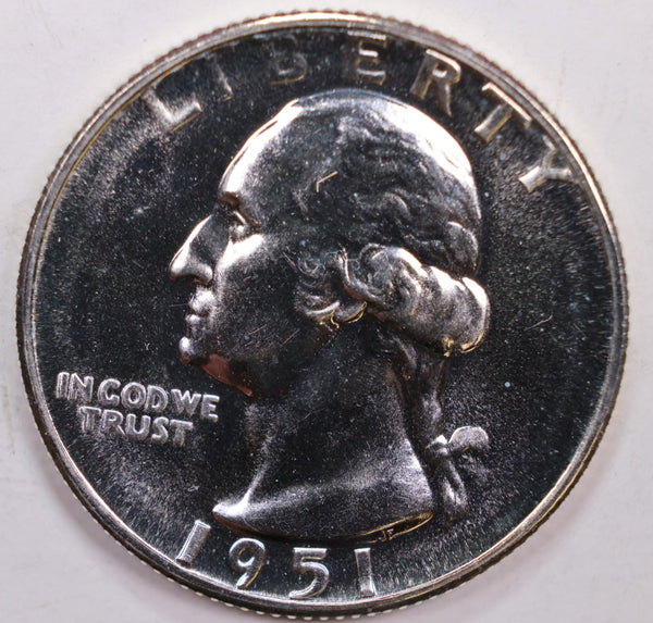 1951 Proof Washington Silver Quarter., Proof Strike., Store #QR0201