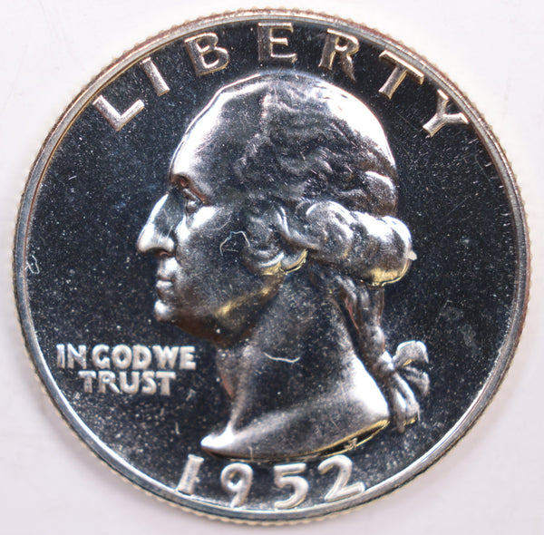 1952 Proof Washington Silver Quarter., Proof Strike., Store #QR0202