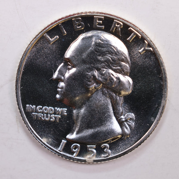 1953 Proof Washington Silver Quarter., Proof Strike., Store #QR0203