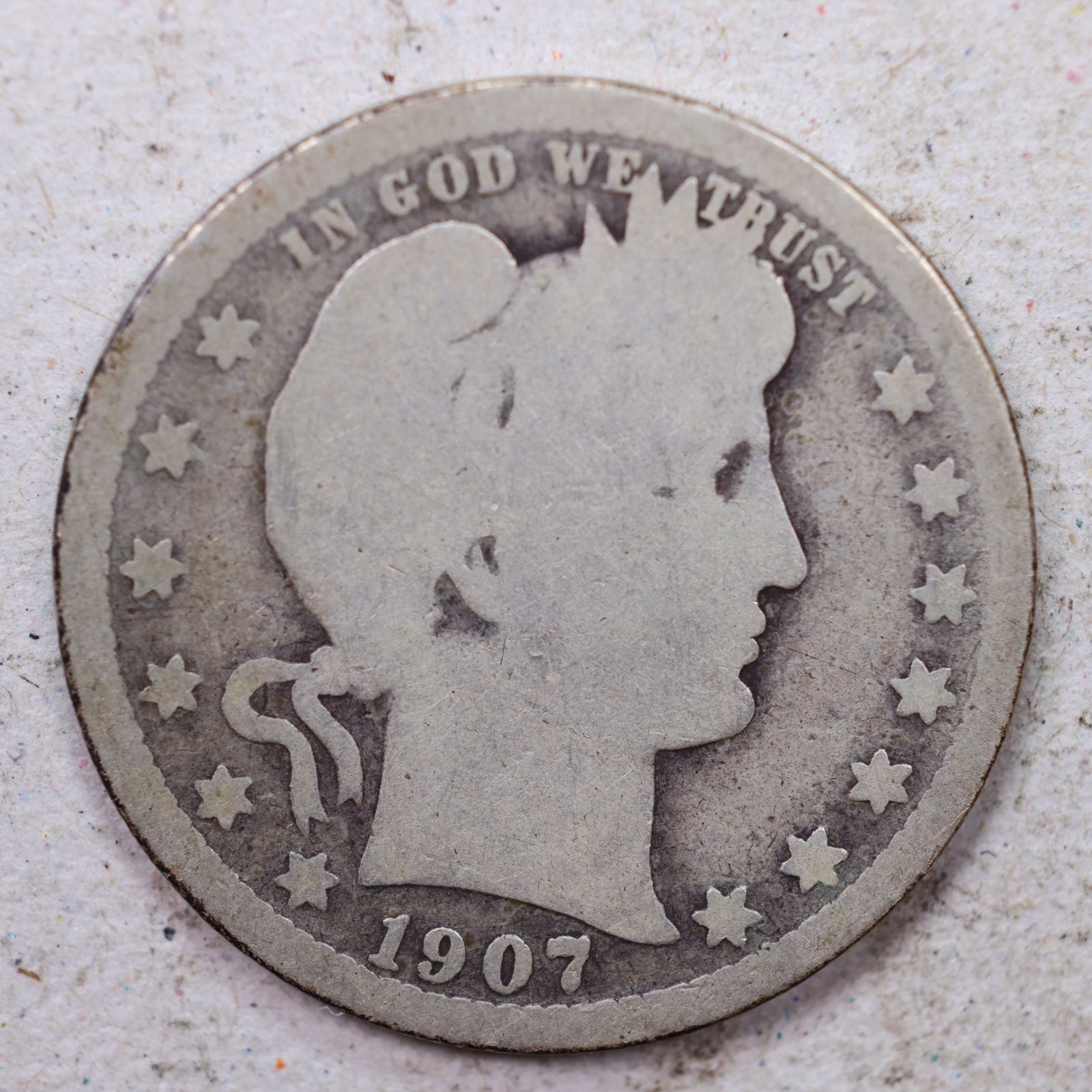 1907 Barber Quarter, Good Circulated Coin, Store #1417