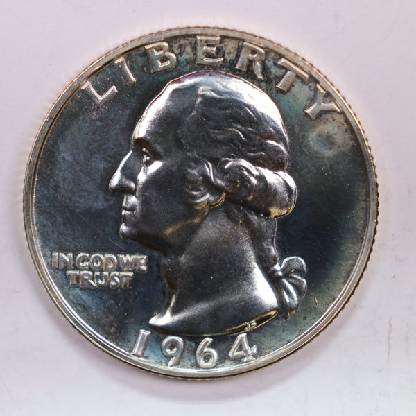 1964 Proof Washington Silver Quarter., Proof Strike., Store #QR0214