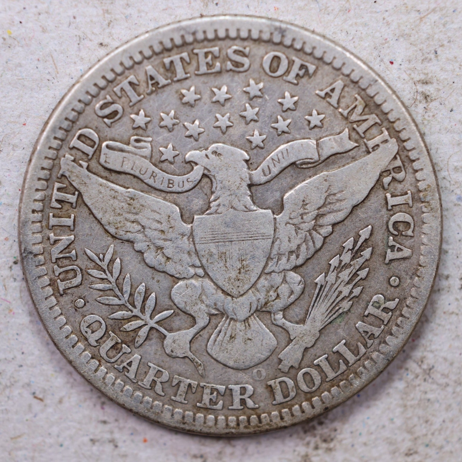 1908-O Barber Silver Quarter, Very Fine, Collectible Circulated Coin. Store #QR1516.