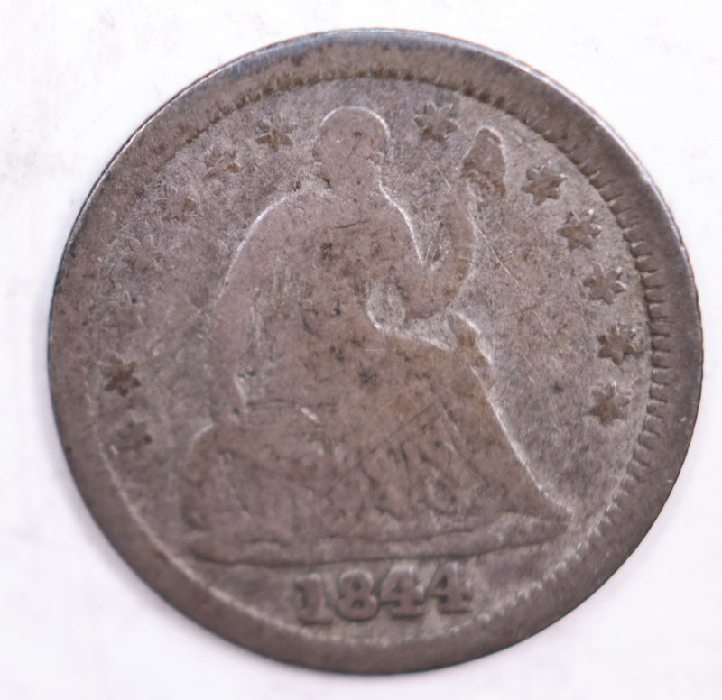 1844 Seated Liberty Half Dime., Very Fine Circulated Silver Coin., Sale