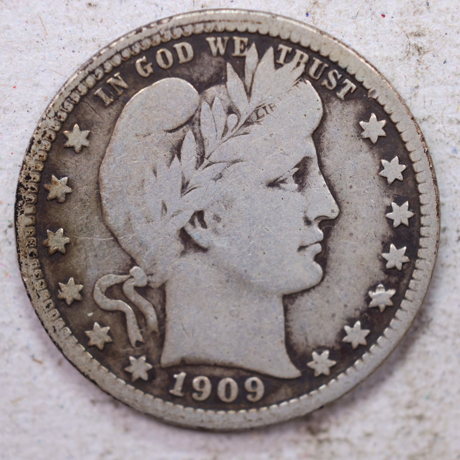 1909 Barber Quarter, Very Good Circulated Coin, Store #1432