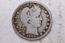 1909 Barber Silver Quarter., Very Good., Circulated Coin., Store